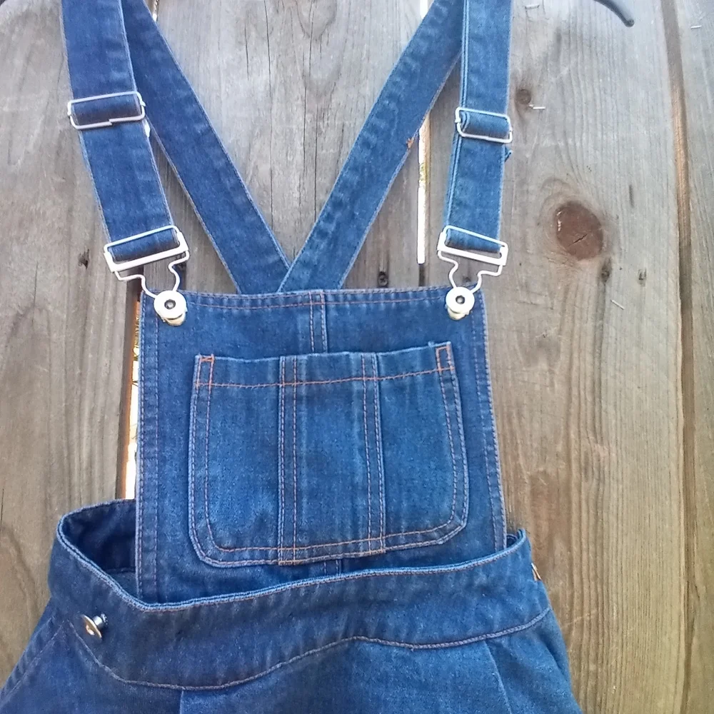 Y2K Vintage American Apparel Denim Bib Overall Skater Skirt S Non-Stretch Flared